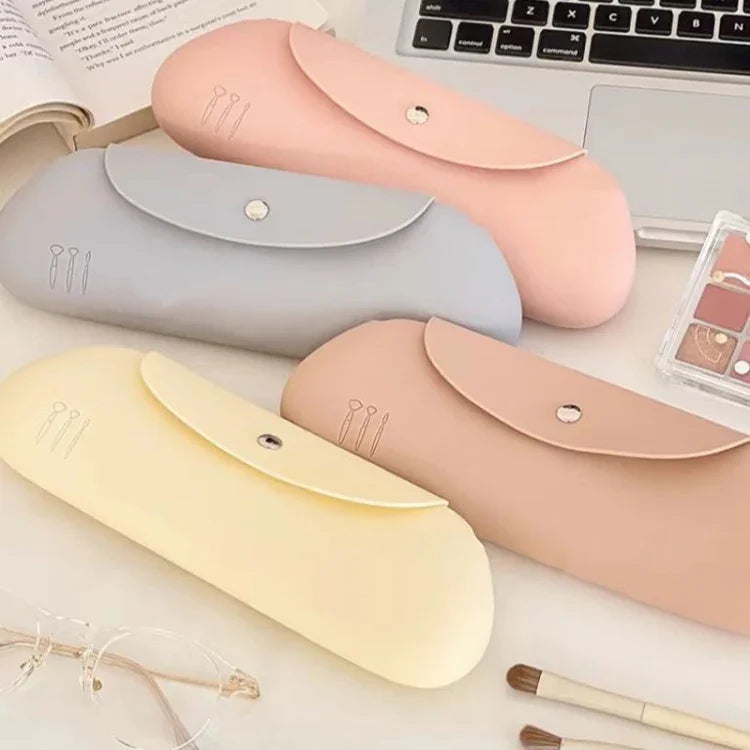 Silikon-Aufbewahrungstasche für Make-up-Pinsel, tragbar, ideal für Reisen, Kosmetik-Organizer mit großem Fassungsvermögen
