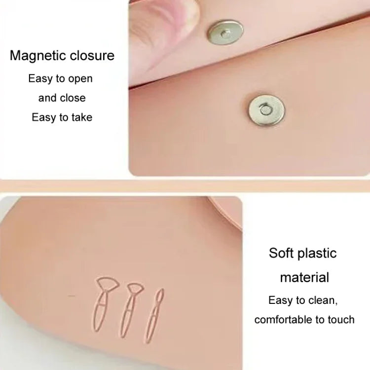 Silikon-Aufbewahrungstasche für Make-up-Pinsel, tragbar, ideal für Reisen, Kosmetik-Organizer mit großem Fassungsvermögen