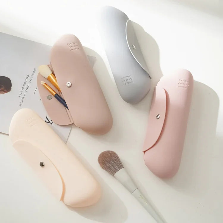 Silikon-Aufbewahrungstasche für Make-up-Pinsel, tragbar, ideal für Reisen, Kosmetik-Organizer mit großem Fassungsvermögen