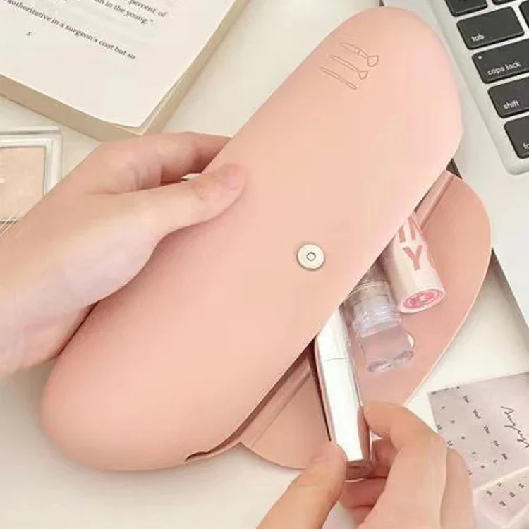 Silikon-Aufbewahrungstasche für Make-up-Pinsel, tragbar, ideal für Reisen, Kosmetik-Organizer mit großem Fassungsvermögen