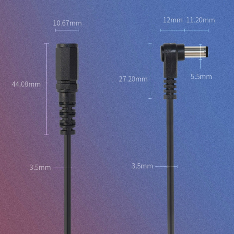 2 Stück DC 5,5 x 2,1mm Gerade zu Winkel Adapterkabel Stecker zu Buchse Verlängerungskabel, B1-2
