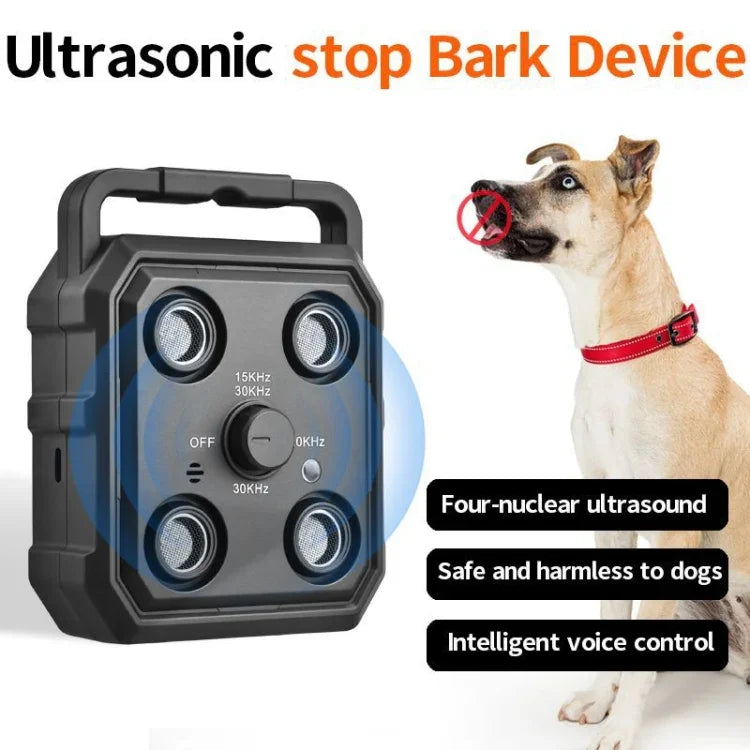 Intelligenter Ultraschall-Bellstopper mit KI-gestützter Erkennung, tragbares Hundetrainingsgerät, Abwehrmittel, Schwarz