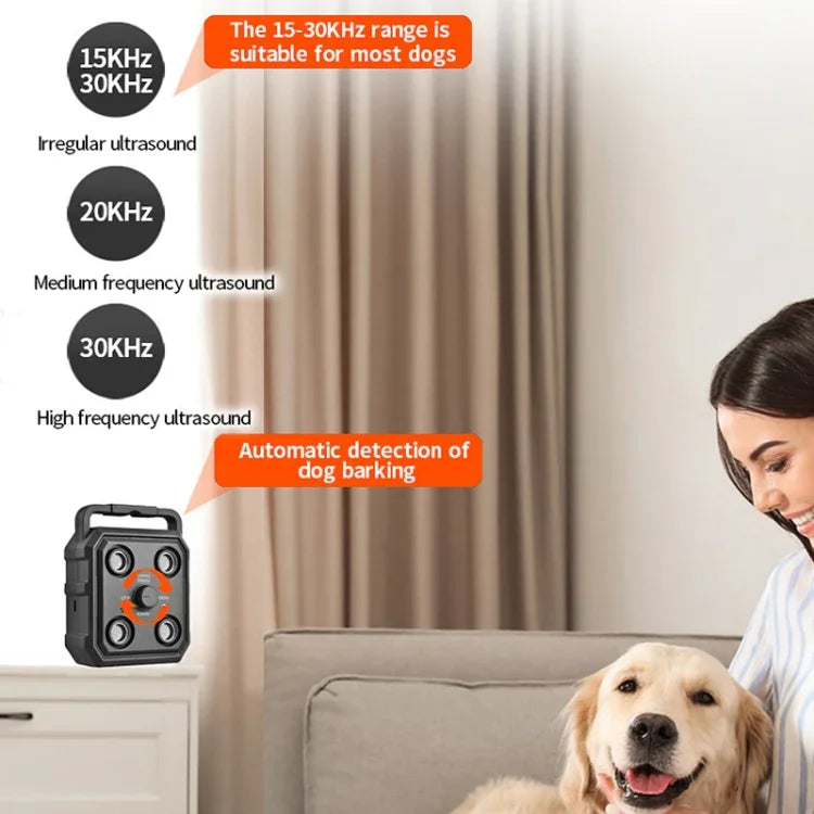 Intelligenter Ultraschall-Bellstopper mit KI-gestützter Erkennung, tragbares Hundetrainingsgerät, Abwehrmittel, Schwarz