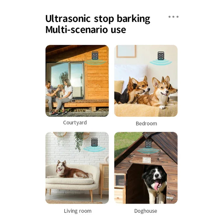 Intelligenter Ultraschall-Bellstopper mit KI-gestützter Erkennung, tragbares Hundetrainingsgerät, Abwehrmittel, Schwarz