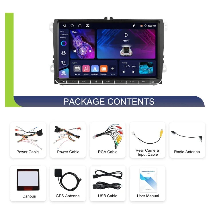 Für Volkswagen 4+64G Multimedia-Player Android 13 System, 7 Zoll, 9 Zoll