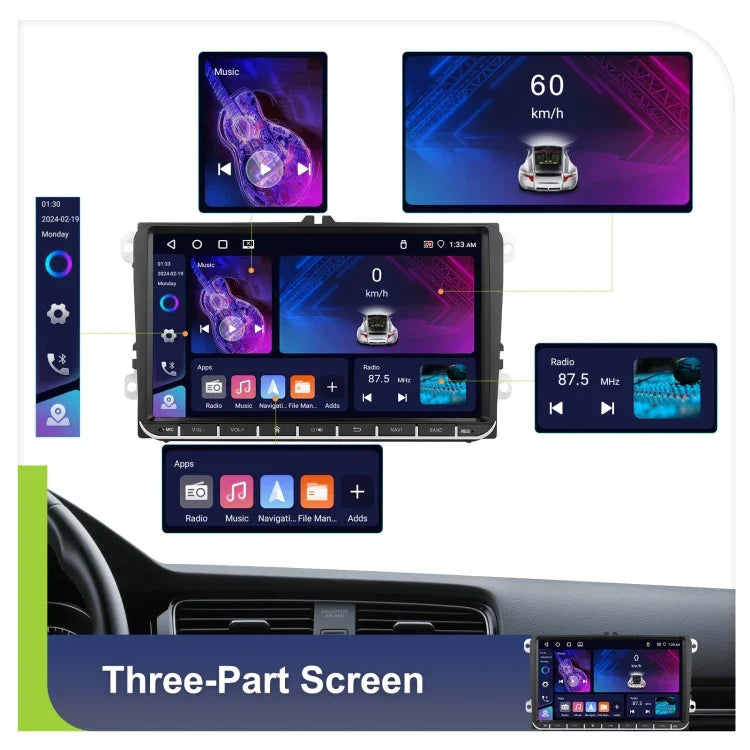 Für Volkswagen 4+64G Multimedia-Player Android 13 System, 7 Zoll, 9 Zoll