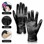 Damen Handschuhe aus Schaffell mit Fleece-Futter, winddicht, warm, Touchscreen, dick, für Schnee und Autofahren, S, M, L, XL
