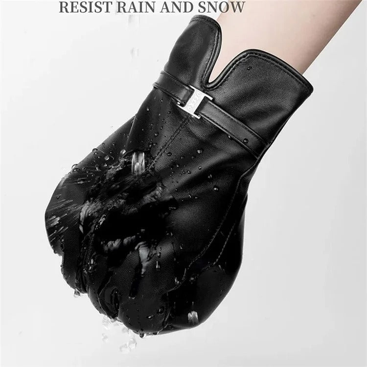 Damen Handschuhe aus Schaffell mit Fleece-Futter, winddicht, warm, Touchscreen, dick, für Schnee und Autofahren, S, M, L, XL