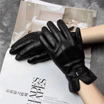 Damen Handschuhe aus Schaffell mit Fleece-Futter, winddicht, warm, Touchscreen, dick, für Schnee und Autofahren, S, M, L, XL