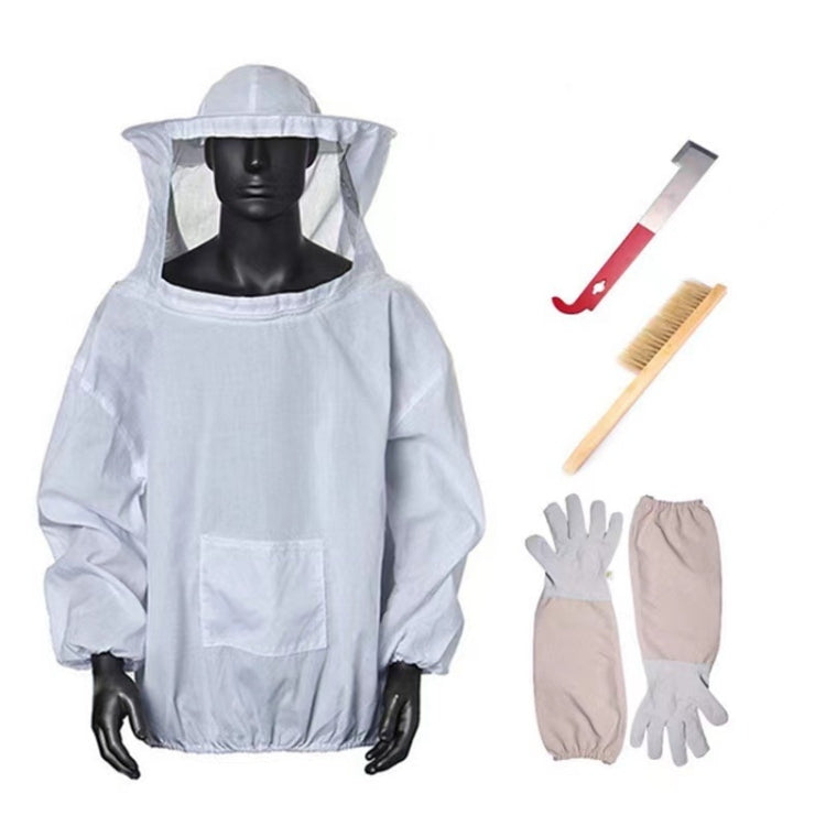 4-in-1 Anti-Bienen Kleidung + Schaber + Bienenbürste + Anti-Bienen Handschuhe Imkerei-Set