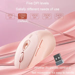 Inphic DR801 2.4G+Bluetooth 5.0/4.0 Kabellose Maus USB Tri-Mode Mute Wiederaufladbare Mädchen Büro Zuhause Gaming Maus