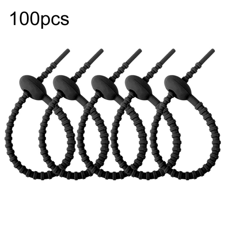 100 Stk. / Packung Silikonbinder Mehrzweck-Lebensmittelbeutel-Clip Datenkabel-Organizer, 15cm Schwarz, 15cm Weiß