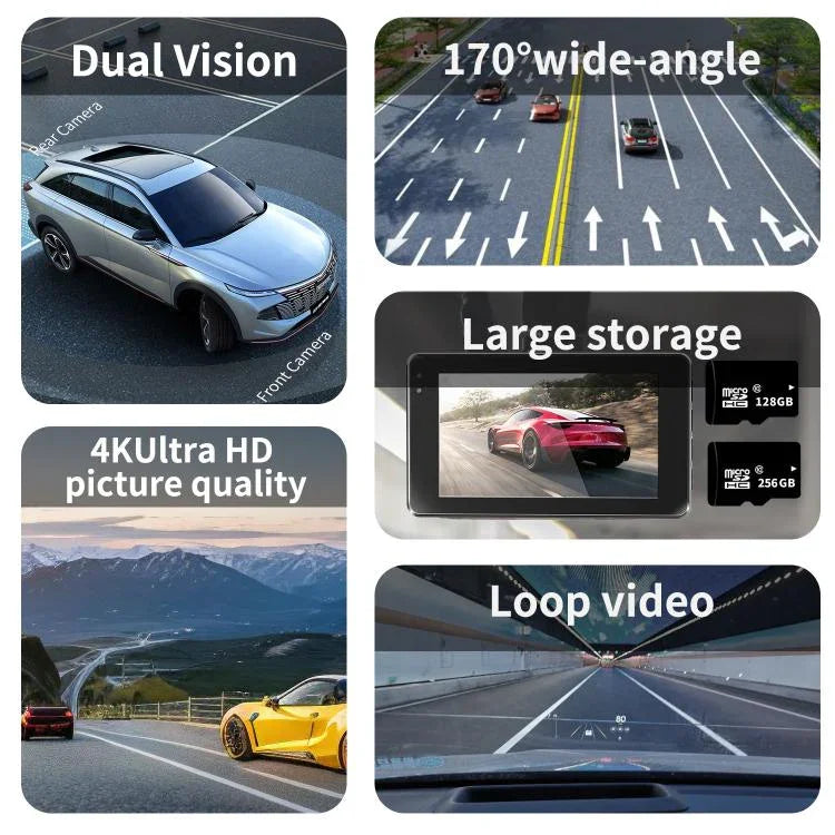 4K+1080P Dashcam Dual-Aufnahme vorne und hinten WLAN Rückfahrbilder