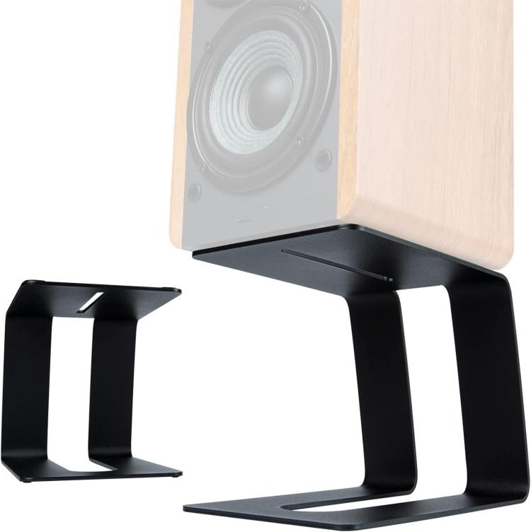 Metall-Tischlautsprecherständer vibrationsdämpfend, geneigte Studiomonitor-Lautsprecherhalterung, ESL-004 Schwarz