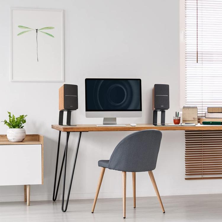 Metall-Tischlautsprecherständer vibrationsdämpfend, geneigte Studiomonitor-Lautsprecherhalterung, ESL-004 Schwarz