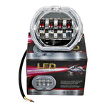Motorcycle Electric Vehicle General Modification LED Headlight 4 Beads Double Lens Lamps, Blue Aperture+Red Devil Eye, Ice Blue Aperture+Red Devil Eye, Green Aperture+Red Devil Eye, Yellow Aperture+Red Devil Eye, White Aperture+Blue Devil Eye          ...