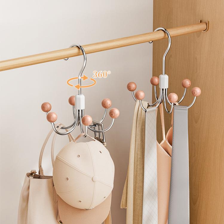 Sechs Krallenhaken 360 Grad drehbarer Kleiderschranktaschen-Aufhänger Multifunktionaler Unterwäsche-Kleider-Aufbewahrungshaken
