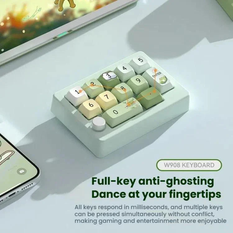 MKESPN W908 Kabellose Gaming-Tastatur mit drei Modi, Hot-Swap-fähigen Schaltern, Makro-Definition und RGB-Hintergrundbeleuchtung