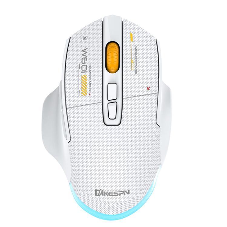 MKESPN W601 Geräuschlose kabellose Tri-Mode-Makro-Gaming-Maus Carbonfaser 12800DPI Bluetooth-Maus
