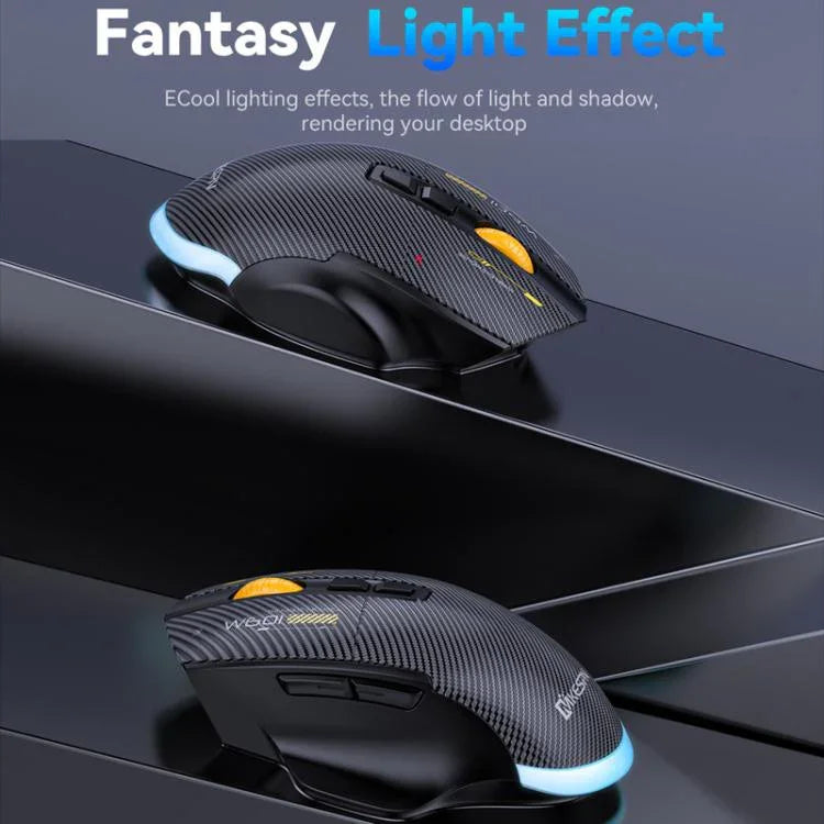 MKESPN W601 Geräuschlose kabellose Tri-Mode-Makro-Gaming-Maus Carbonfaser 12800DPI Bluetooth-Maus
