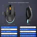 MKESPN W601 Geräuschlose kabellose Tri-Mode-Makro-Gaming-Maus Carbonfaser 12800DPI Bluetooth-Maus