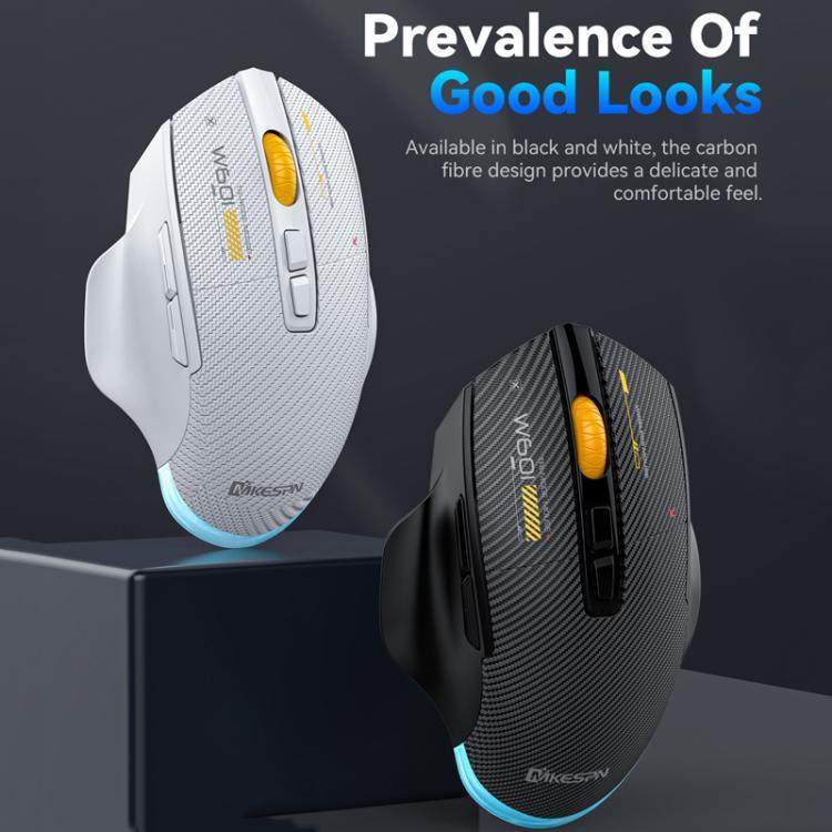 MKESPN W601 Geräuschlose kabellose Tri-Mode-Makro-Gaming-Maus Carbonfaser 12800DPI Bluetooth-Maus