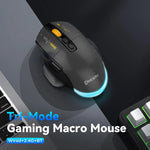 MKESPN W601 Geräuschlose kabellose Tri-Mode-Makro-Gaming-Maus Carbonfaser 12800DPI Bluetooth-Maus
