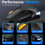 MKESPN W601 Geräuschlose kabellose Tri-Mode-Makro-Gaming-Maus Carbonfaser 12800DPI Bluetooth-Maus