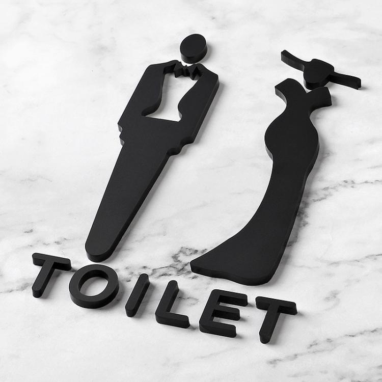 Acrylic Bathroom Sign 3D Hotel Public Place Bathroom Sticker, 20x12cm, 25x15cm, 32x20cm