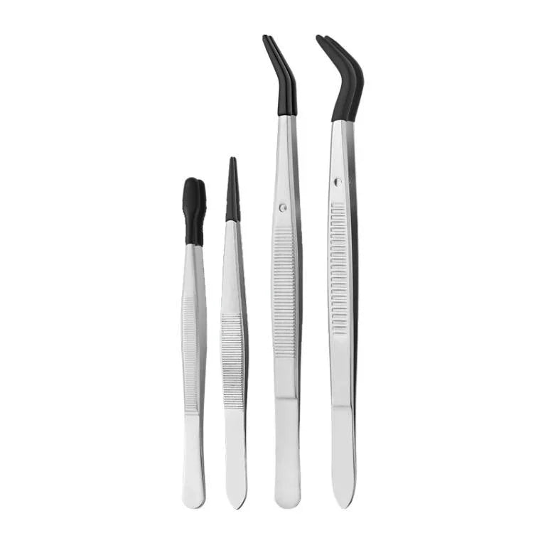 Wimpernzange mit Stempelclip, Edelstahl, 6-teilig/Set, 5-teilig/Set, 4-teilig/Set, 3-teilig/Set, 2-teilig/Set, Doppelwinkelkopf, Einzelwinkelkopf, Spitzenkopf, kleiner Flachkopf, kleiner Neigungskopf, großer Flachkopf