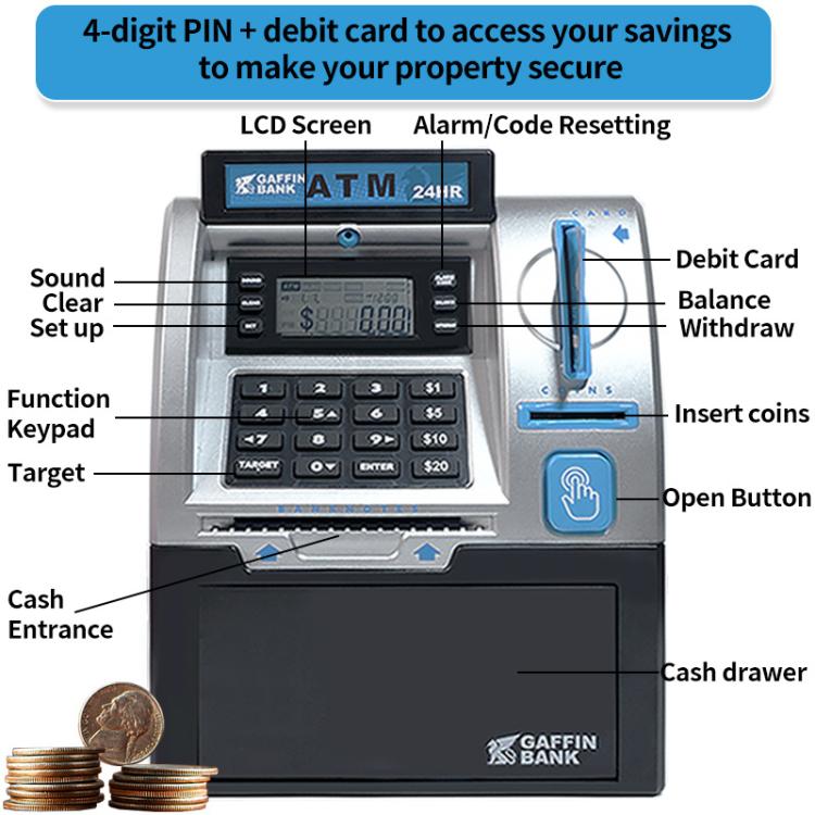 Simulierter Geldautomat (ATM) Smart-Passwort-Kartenscanner Kinderspardose
