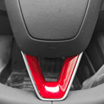 For Tesla Model 3 Car Modification Interior Carbon Fiber Steering Wheel Patch, Matte, Glossy, Red, Froged Pattern