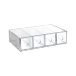 Acryl-Schreibtisch-Organizer mit 4 Schubladen, stapelbare Brillen-Vitrine, Make-up-Pinsel- und Schreibwaren-Aufbewahrungsbox, 27x17,5x7,3cm