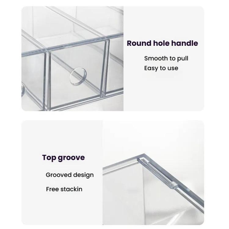 Acryl-Schreibtisch-Organizer mit 4 Schubladen, stapelbare Brillen-Vitrine, Make-up-Pinsel- und Schreibwaren-Aufbewahrungsbox, 27x17,5x7,3cm