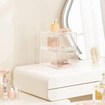 2 Stück/Packung Stapelbarer Make-up-Schubladen-Organizer Acryl Kosmetik-Aufbewahrungsbox