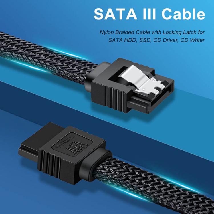 SATA3.0 mit Aluminiumfolie Abschirmung geflochtenes Kabelgehäuse Computer Festplatten-Stromkabel, 0,5m