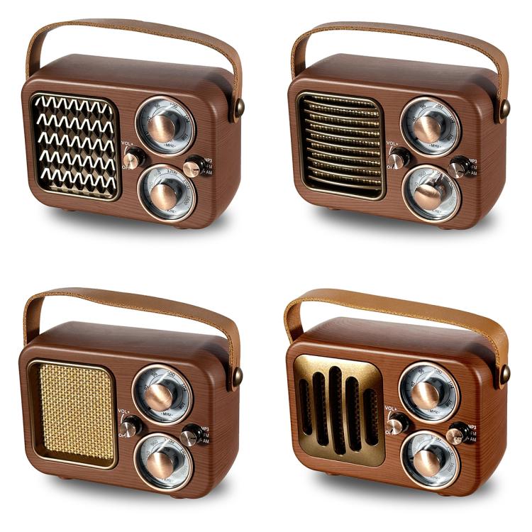 Retro Multifunktionales Radio Bluetooth Lautsprecher, Handheld Audio Deko-Objekt, Wellenmuster, Horizontale Streifen, Geflochtene Oberfläche, Vertikales Gitter