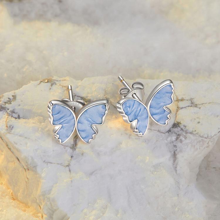 S925 Sterlingsilber Schmetterling Ohrringe Frische Tier Ohrringe