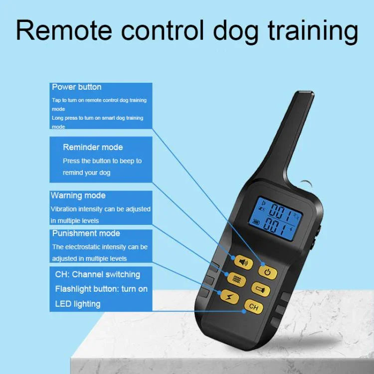T720 1000m Intelligentes Haustier-Elektroschock-Fernbedienungs-Hundetrainingsgerät, gelbe Fernbedienung, rote Fernbedienung