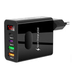 2 USB + 2 Typ-C Digitalanzeige Handy-Mehrfachladegerät, EU Stecker Schwarz, US Stecker Schwarz, UK Stecker Schwarz, EU Stecker Weiß, US Stecker Weiß, UK Stecker Weiß