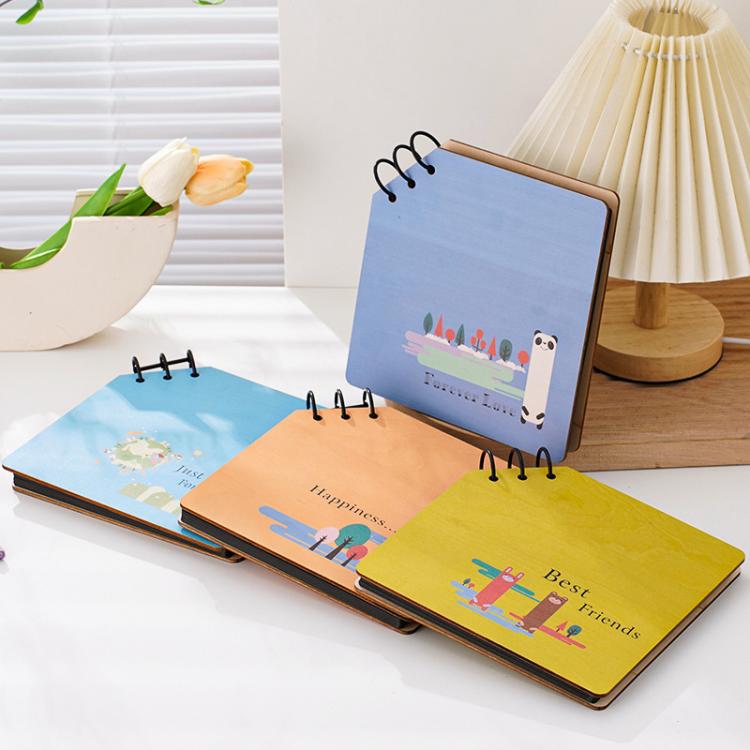 DIY Holz-Quadratisches Gedenk-Album Kinder-Wachstums-Fotoalbum Cartoon-Fotobuch, Beste Freunde, Glück, Nur für dich, Ewige Liebe