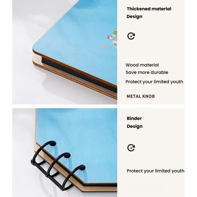 DIY Holz-Quadratisches Gedenk-Album Kinder-Wachstums-Fotoalbum Cartoon-Fotobuch, Beste Freunde, Glück, Nur für dich, Ewige Liebe