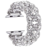 Metallarmband mit Blütenblattmuster und Diamanten für Apple Watch Series 9 / 8 / 7 / 6 / SE / 5 / 4 / 3, 1215 Silber, 1202 Silber, 1215 Schwarz, 1202 Schwarz, 1215 Roségold, 1202 Roségold, 1202 Roségold-Rot, 1215 Gold
