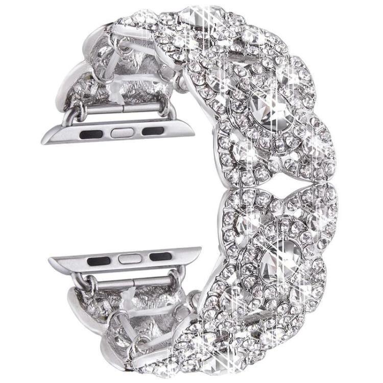 Metallarmband mit Blütenblattmuster und Diamanten für Apple Watch Series 9 / 8 / 7 / 6 / SE / 5 / 4 / 3, 1215 Silber, 1202 Silber, 1215 Schwarz, 1202 Schwarz, 1215 Roségold, 1202 Roségold, 1202 Roségold-Rot, 1215 Gold