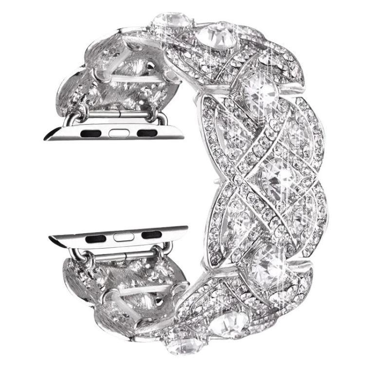 Metallarmband mit Blütenblattmuster und Diamanten für Apple Watch Series 9 / 8 / 7 / 6 / SE / 5 / 4 / 3, 1215 Silber, 1202 Silber, 1215 Schwarz, 1202 Schwarz, 1215 Roségold, 1202 Roségold, 1202 Roségold-Rot, 1215 Gold