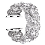 Metallarmband mit Blütenblattmuster und Diamanten für Apple Watch Series 9 / 8 / 7 / 6 / SE / 5 / 4 / 3, 1215 Silber, 1202 Silber, 1215 Schwarz, 1202 Schwarz, 1215 Roségold, 1202 Roségold, 1202 Roségold-Rot, 1215 Gold