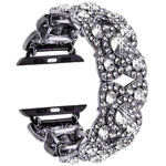 Metallarmband mit Blütenblattmuster und Diamanten für Apple Watch Series 9 / 8 / 7 / 6 / SE / 5 / 4 / 3, 1215 Silber, 1202 Silber, 1215 Schwarz, 1202 Schwarz, 1215 Roségold, 1202 Roségold, 1202 Roségold-Rot, 1215 Gold