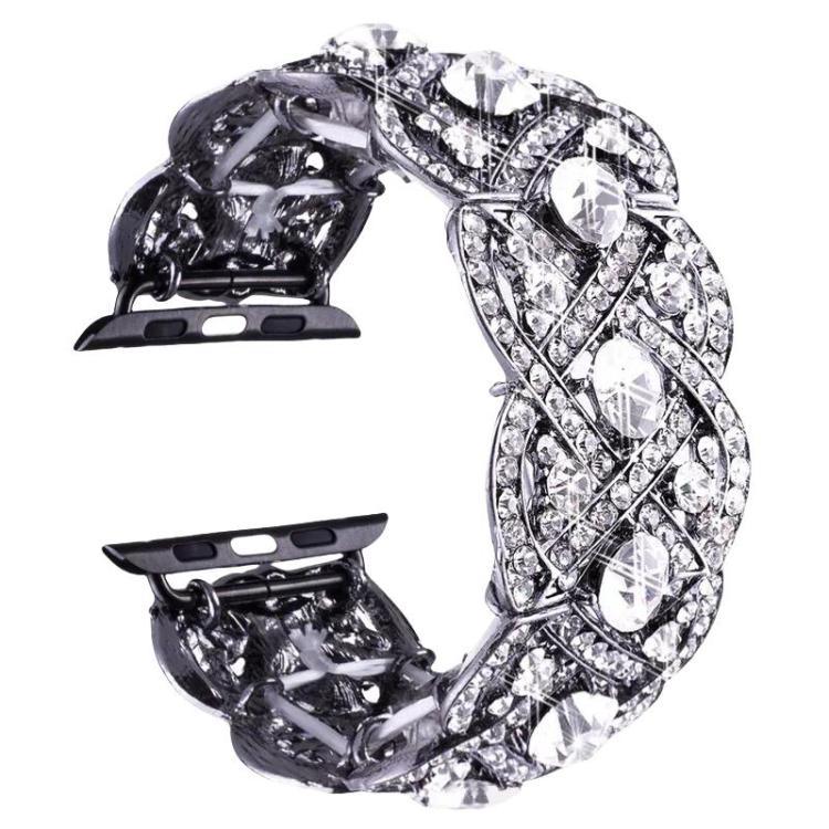 Metallarmband mit Blütenblattmuster und Diamanten für Apple Watch Series 9 / 8 / 7 / 6 / SE / 5 / 4 / 3, 1215 Silber, 1202 Silber, 1215 Schwarz, 1202 Schwarz, 1215 Roségold, 1202 Roségold, 1202 Roségold-Rot, 1215 Gold