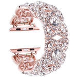 Metallarmband mit Blütenblattmuster und Diamanten für Apple Watch Series 9 / 8 / 7 / 6 / SE / 5 / 4 / 3, 1215 Silber, 1202 Silber, 1215 Schwarz, 1202 Schwarz, 1215 Roségold, 1202 Roségold, 1202 Roségold-Rot, 1215 Gold