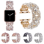 Metallarmband mit Blütenblattmuster und Diamanten für Apple Watch Series 9 / 8 / 7 / 6 / SE / 5 / 4 / 3, 1215 Silber, 1202 Silber, 1215 Schwarz, 1202 Schwarz, 1215 Roségold, 1202 Roségold, 1202 Roségold-Rot, 1215 Gold